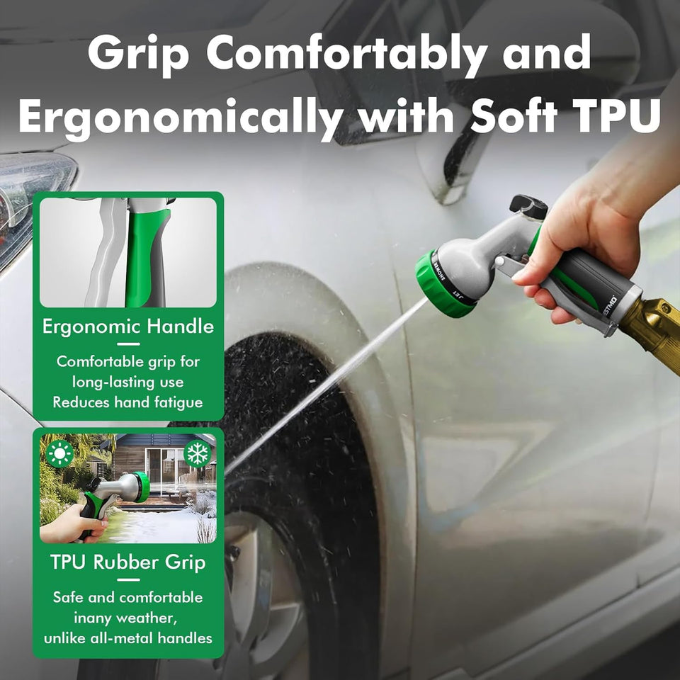 RESTMO Garden Hose Nozzle, Heavy Duty Metal Water Hose Nozzle with 7 Adjustable Spray Patterns, High Pressure Hand Sprayer with Flow Control for Watering CWants & Lawns, Washing Cars & Pets