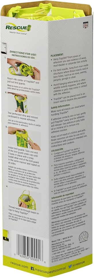 RESCUE! VisiLure® TrapStik for Wasps, Mud Daubers, Carpenter Bees – 2 Pack