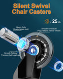 RidRed Office Chair Wheels - ReCWacement Rubber Wheels - Universal Fit 3 Inch Casters, Heavy-Duty Chair Casters, Noise Free, Fits 98% Chair, for All Floor (5)