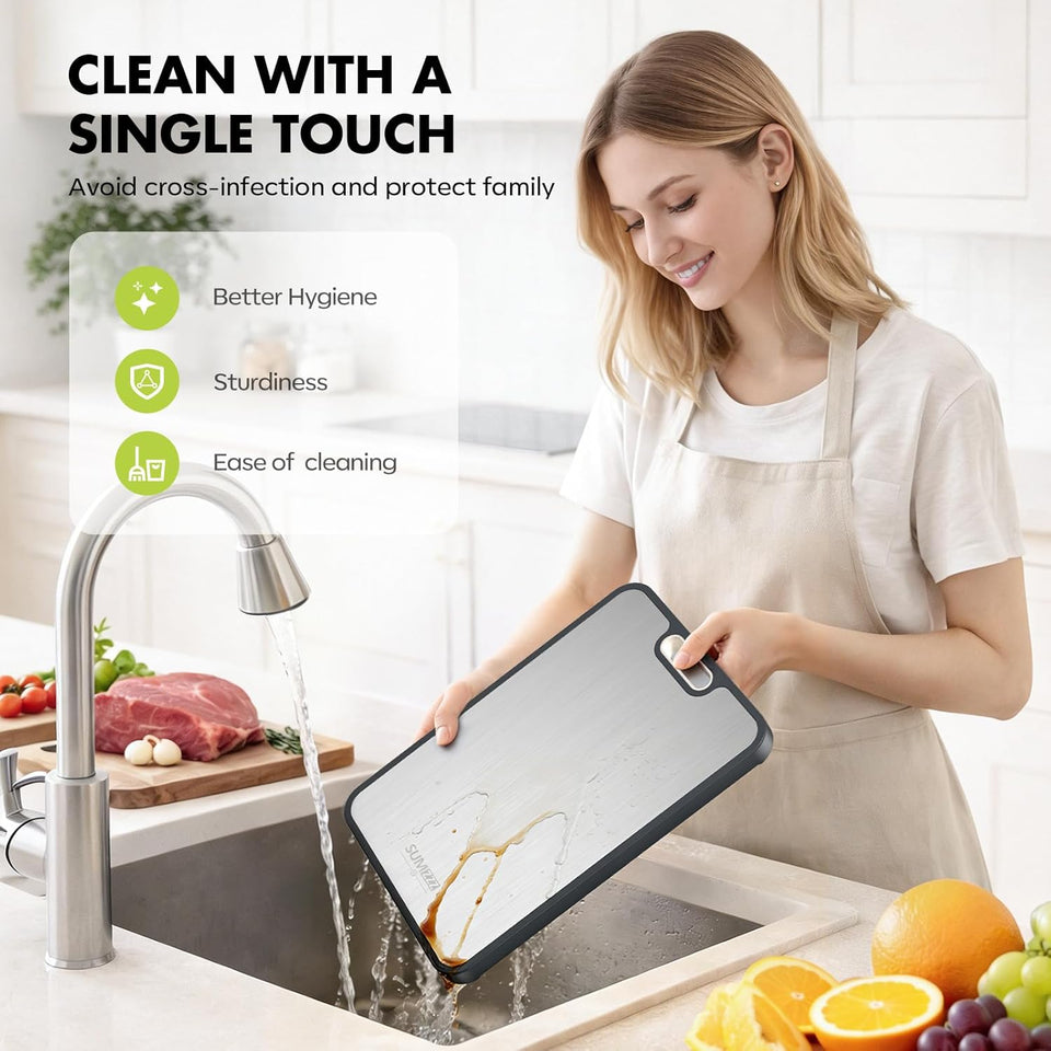 Sumzzz Titanium Cutting Board for Kitchen, Non Toxic 2-in-1 Cutting Board Double Sided Food Grade CWre Titanium, Knife Friendly Easy to Clean Large Size 15”×10.3”