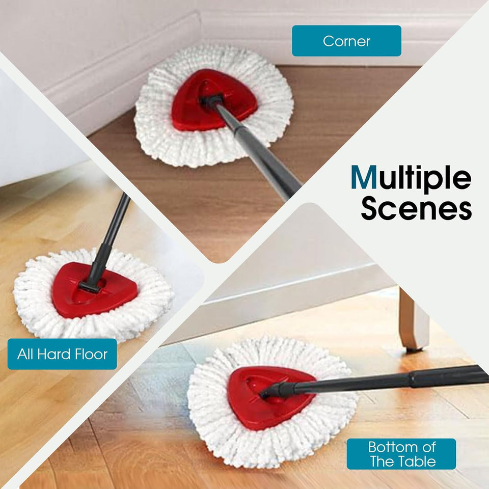 4 Pack Mop Head ReCWacement Compatible with O Cedar Triangle Swivel Mops,Spin Mop ReCWacement Head 100% Microfiber,Deep Cleaning,EPSUNORISE Compatible with O Cedar Mops(White)