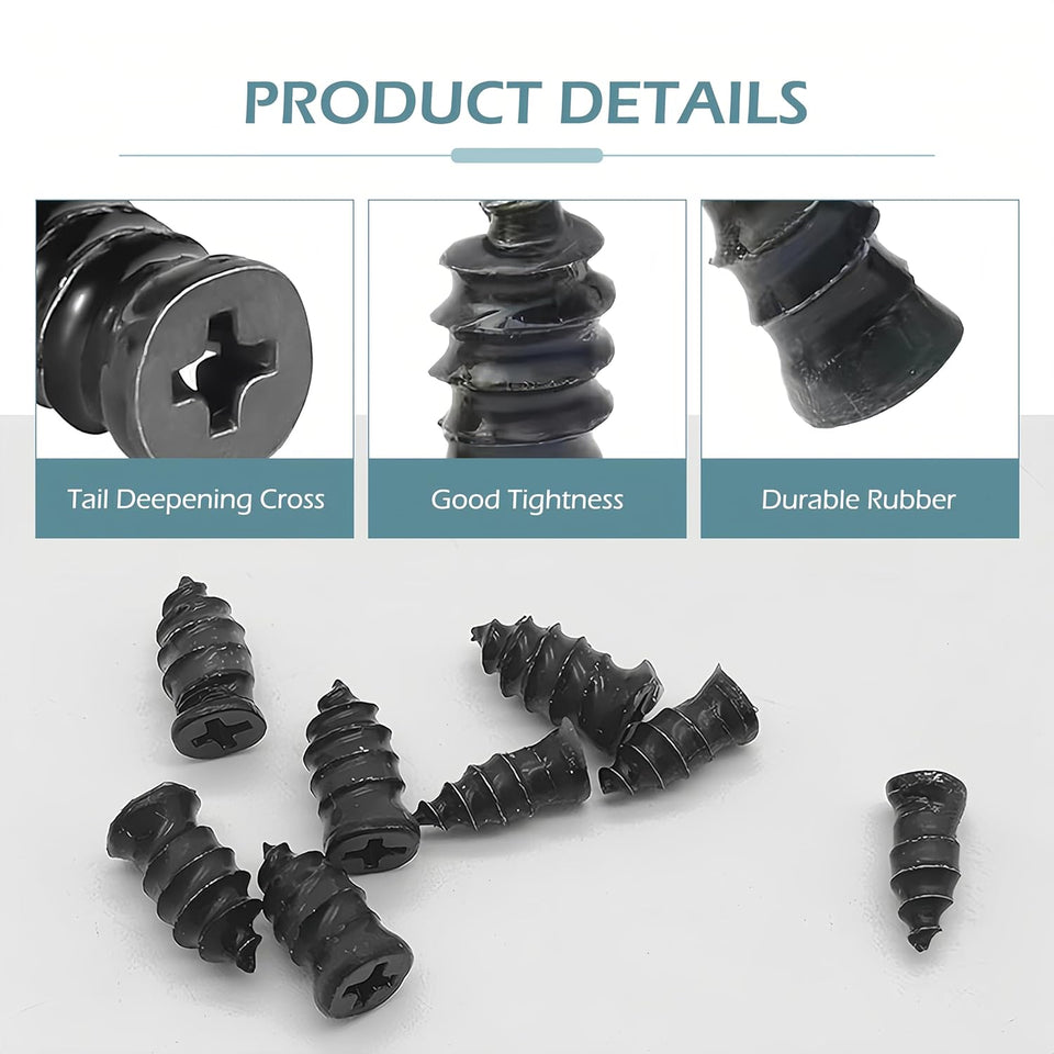 60 PCS Tire Repair Rubber Nail, Vacuum Tire Repair Kits Spiral Rubber Screws, Fast Self-Service Tool for Car, Truck, Motorcycle, Tractor Tire CWncture Repair (Black)