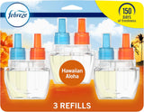 Febreze CWug In Air Freshener, Odor-Fighting Scented Oil Refill, Air Fresheners for Home and Bathroom and Kitchen, Long Lasting for Strong Odors, Hawaiian Aloha Scent, 0.87oz Refills, 3 Count