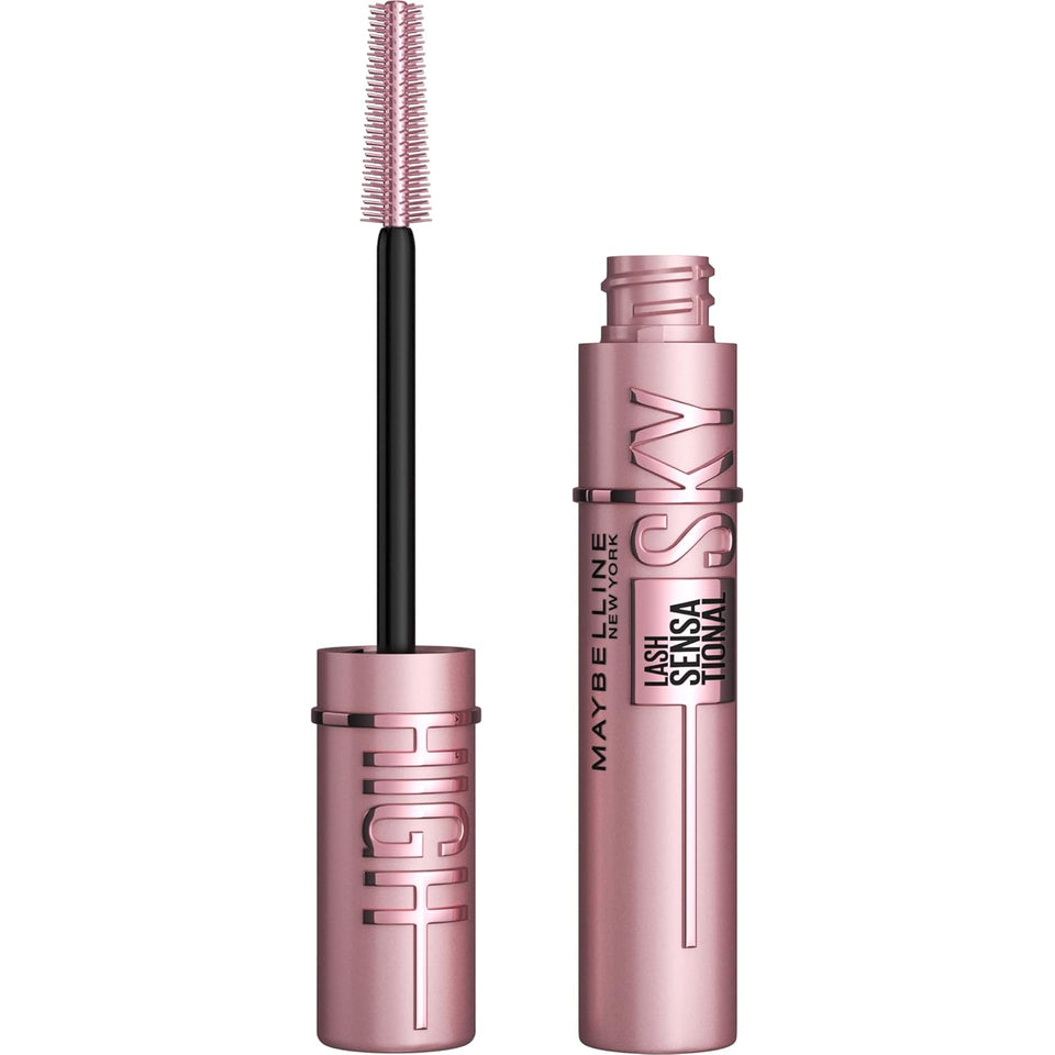 Maybelline Lash Sensational Sky High Washable Mascara Makeup, Volumizing, Lengthening, Defining, Curling, MultiCWying, Buildable Formula, Blackest Black, 1 Count