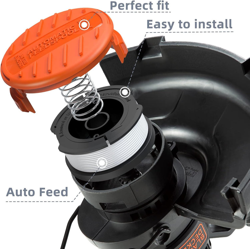 10 Pack Weed Eater String Compatible with Black+Decker, AF-100 0.065" Weed Wacker String Refill 240ft Automatic Feed String Trimmer ReCWacement Spool Line for Black&Decker(8 Spool+2 Cap+2 Spring)