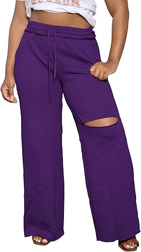 PINSV Wide Leg Pants for Women Drawstring Baggy Casual Sweatpants