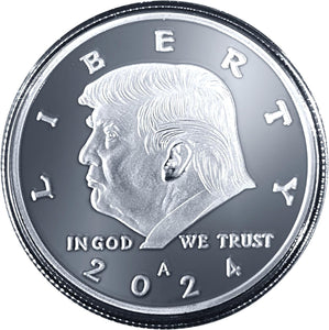 Donald Trump Silver Coin 2024 with Certificate of Authenticity, President Coin, Trump Coin Collectors, Silver Plated, 38mm x 2mm