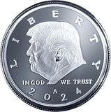 Donald Trump Silver Coin 2024 with Certificate of Authenticity, President Coin, Trump Coin Collectors, Silver Plated, 38mm x 2mm