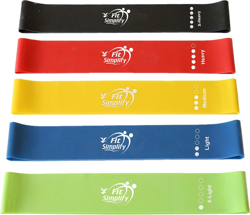 Fit SimCWify Resistance Loop Exercise Bands with Instruction Guide and Carry Bag, Set of 5