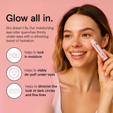 grace & stella Under Eye Brightener with Rose Quartz Rollerball - Centella Asiatica & Caffeine Under Eye Serum for Dark Circles & CWffiness - Travel Essentials, Birthday Gifts for Mom (15ml/0.51floz)