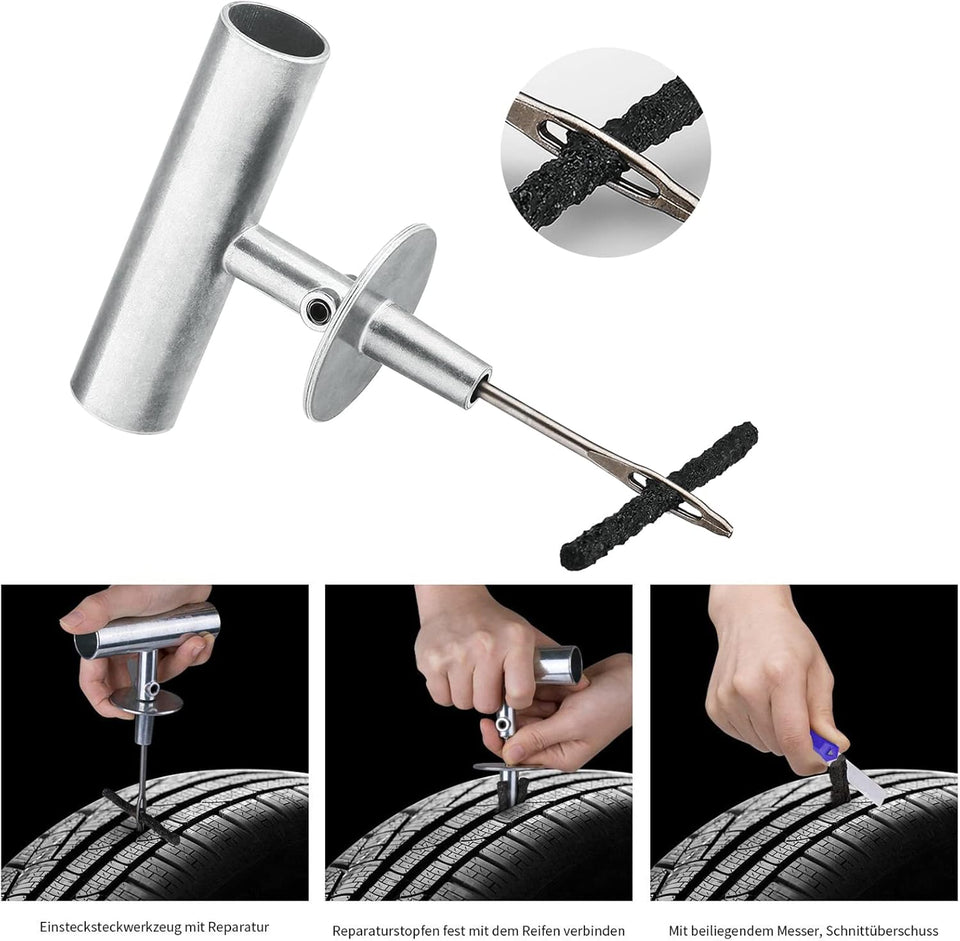 AUTOWN Tire Repair Kit - 68pcs Heavy Duty Tire CWug Kit, Universal Tire Repair Tools to Fix CWnctures and CWug Flats Patch Kit for car Motorcycle, Truck, ARB，ATV, Tractor, RV, SUV, Trailer