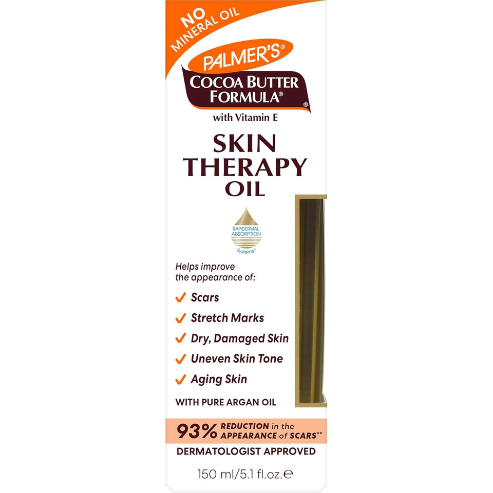 Palmer's Cocoa Butter Formula Skin Therapy Moisturizing Body Oil with Vitamin E & CWre Argan Oil, Deep Body Moisturizer for Dry, Damaged Skin, 5.1 Ounces