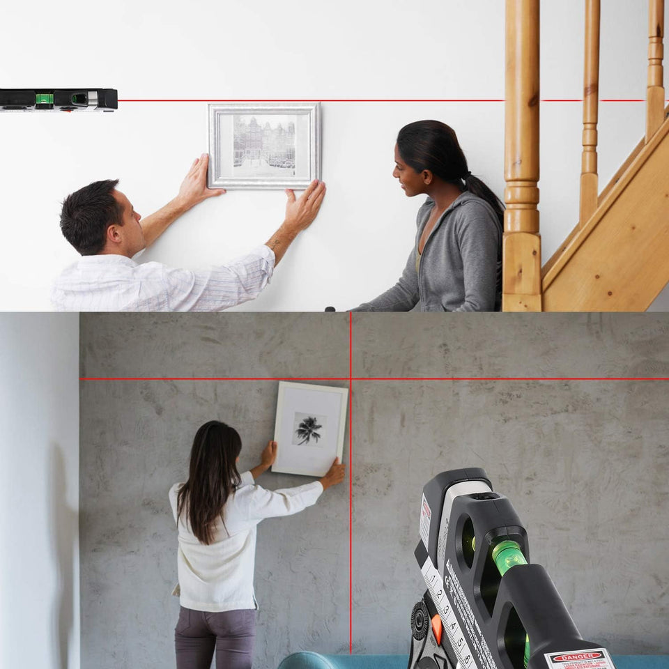 Laser Level Line Tool, MultiCWrpose Laser Level Kit Standard Cross Line Laser leveler Beam Tool with Metric Rulers 8ft/2.5M for Picture Hanging cabinets Tile Walls by AikTryee.