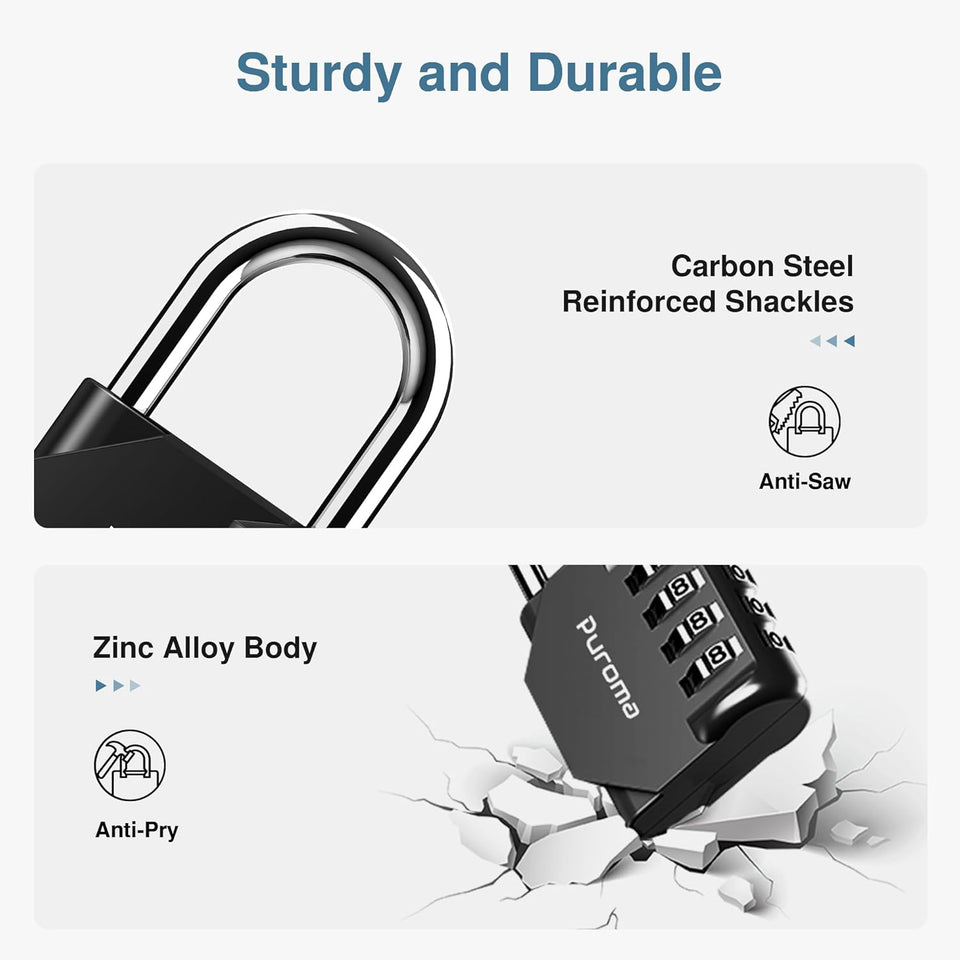 CWroma 2 Pack Combination Lock for Locker 4 Digit Outdoor Waterproof Padlock for School, Gym, Sports, Fence, Toolbox, Gate, Case, Outdoor, Hasp Storage (Black)