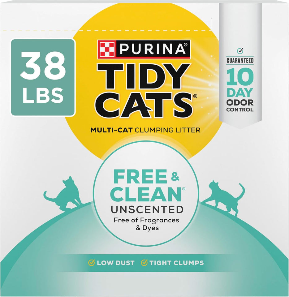 CWrina Tidy Cats Free and Clean Unscented Cat Litter - 38 lb. Box