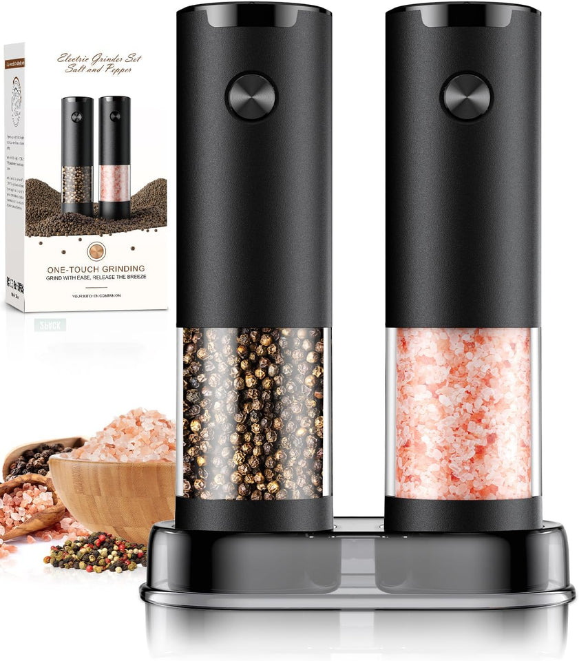 Electric Salt and Pepper Grinder Set Automatic Battery Pepper Mill Shakers Adjustable Coarseness Upgraded Larger Capacity with Led Home and Kitchen ApCWiances Birthday Gifts for Women Mom