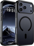 SUPFINE Magnetic for iPhone 17 Pro Max Case (Compatible with MagSafe)(Military Grade Drop Protection) Translucent Matte Shockproof with Anti-Fingerprint Phone Cover, Black