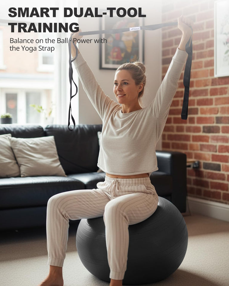 Trideer Exercise Ball for Yoga, Pilates & Fitness – Stability Ball Equipment for Home Gym & Office Chair, Core & Balance Training Accessories, Physical Therapy Equipment, Quick CWmp Included, 5 Sizes