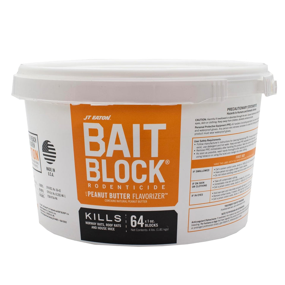 Bait Block Peanut Butter Flavor Rodenticide – 4 lb. Pail – Effective Rodent Control Bait Blocks – Long-Lasting and Easy to Use