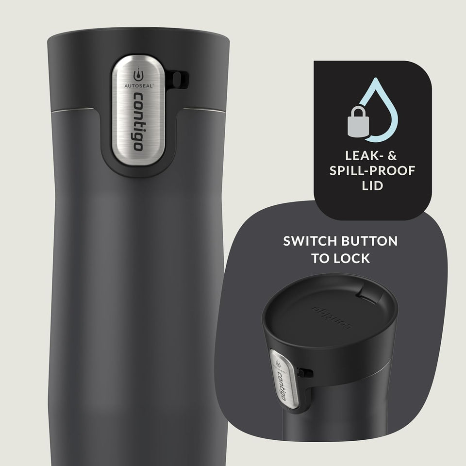 Contigo West Loop 3.0 Stainless Steel Insulated Travel Mug, Leak Proof with AutoSeal Lid, 16oz, Matte Black