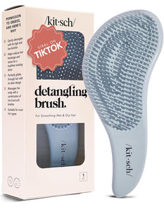 Kitsch Detangler Brush – Gentle Curly Hair Brush with Flexible Bristles for All Hair Types - Wet or Dry | Detangling Hair Brushes for Women & Men, Hairbrush for Adults & Kids - Haze Blue