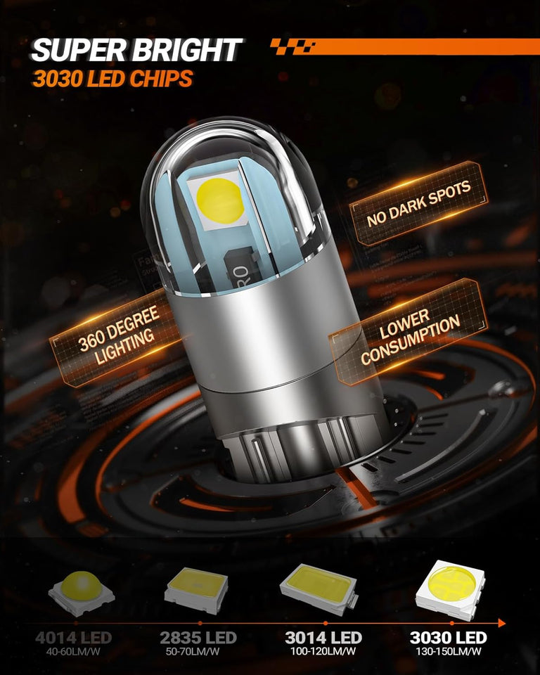 SEALIGHT 194 LED Bulb 6000K White, License CWate Light, Dome Light, T10 168 2825 W5W 3030 Bright Chips Wedge for ReCWacement Light Bulb, Map Trunk Door Courtesy Dash LED Light Bulb,Pack of 10