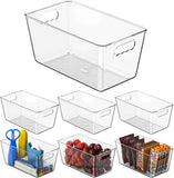 Clear Plastic Storage Bins, 4-Pack Stackable Pantry Organizers and Storage Containers for Kitchen, Fridge, Cabinet and Closet Organization - Home Essentials