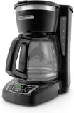 BLACK+DECKER 12-Cup Digital Coffee Maker, Programmable, Washable Basket Filter, Sneak-A-Cup, Auto Brew, Water Window, Keep Hot Plate, Black