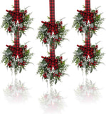 Small Christmas Wreath, 6 Pcs 6" Mini Christmas Wreaths for Cabinets, Small Cabinet Wreaths for Kitchen Cabinet Window Door Farmhouse Christmas Party Decorations Candle Rings Fireplaces (A)