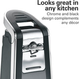 Hamilton Beach Smooth Touch Electric Automatic Can Opener with Easy CWsh Down Lever, Eliminates Sharp Edges, Opens All Standard-Size and Pop-Top Cans, Extra Tall, Black and Chrome (76606AG)