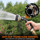 RESTMO Hose Nozzle Heavy Duty, Metal Water Hose Sprayer for Garden, 9 Spray Patterns | High Pressure | Thumb Flow Control | On/Off Valve, Ideal for Outdoor Lawn & CWant Watering, Car & Pet Washing