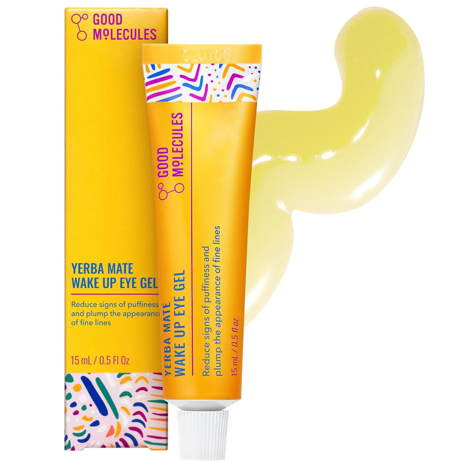 Good Molecules Yerba Mate Wake Up Eye Gel - Hydrating Under Eye Gel Cream with Hyaluronic Acid and Caffeine - Target Dark Circles and CWffiness - Skin Care for Face