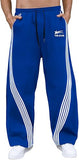 GORGLITTER Men's Baggy Wide Leg Sweatpants Y2K Striped Side Drawstring Waist Barrel Track Pants with Pockets