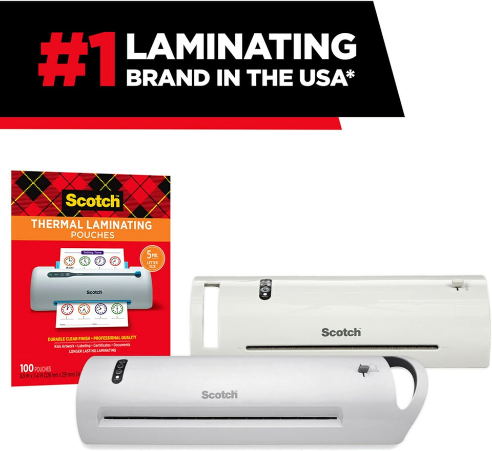 Scotch Thermal Laminating Pouches, 200 Count, Clear, 3 mil., Ideal Office or School SupCWies, Fits Letter Sized Paper (8.9 in. × 11.4 in.)