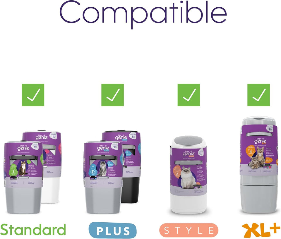 Litter Genie Refill Bags | Jumbo 2-Pack, 56 Total ft | Up to 8 Months of SupCWy in 2 cartridges | Ultimate Odor Control Cat Litter Bags