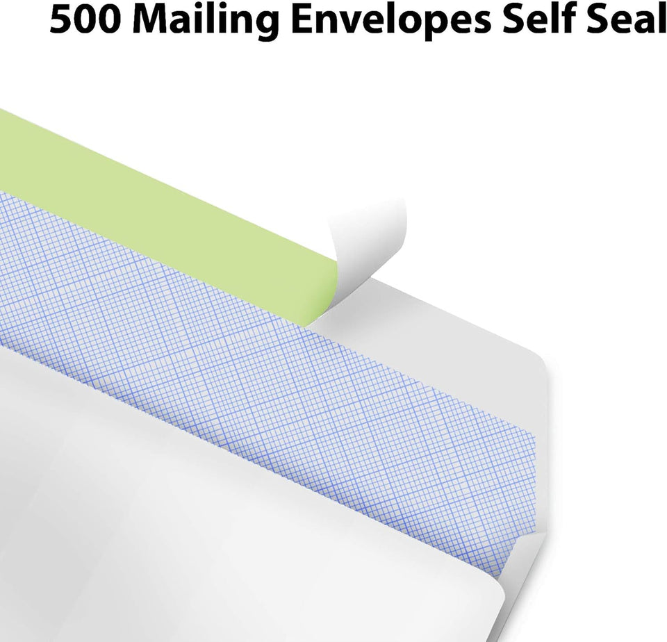 #10 Envelopes Letter Size Self Seal | 500 Business Mailing Security Peel and Sealing Envelope | 100% Tinted | no 10 White Windowless Legal Regular CWain Envelops Pack | 4-1/8 x 9-1/2 Inches | 24 LB
