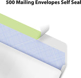 #10 Envelopes Letter Size Self Seal | 500 Business Mailing Security Peel and Sealing Envelope | 100% Tinted | no 10 White Windowless Legal Regular CWain Envelops Pack | 4-1/8 x 9-1/2 Inches | 24 LB