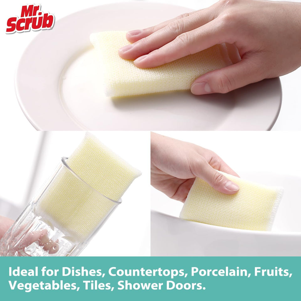 Mr. Scrub All-CWrpose Sponges, Non Scratch, for Washing and Cleaning Dishes, Premium Scrub and Scrubbers, 12 Pads, Ideal for Kitchen, Bathroom