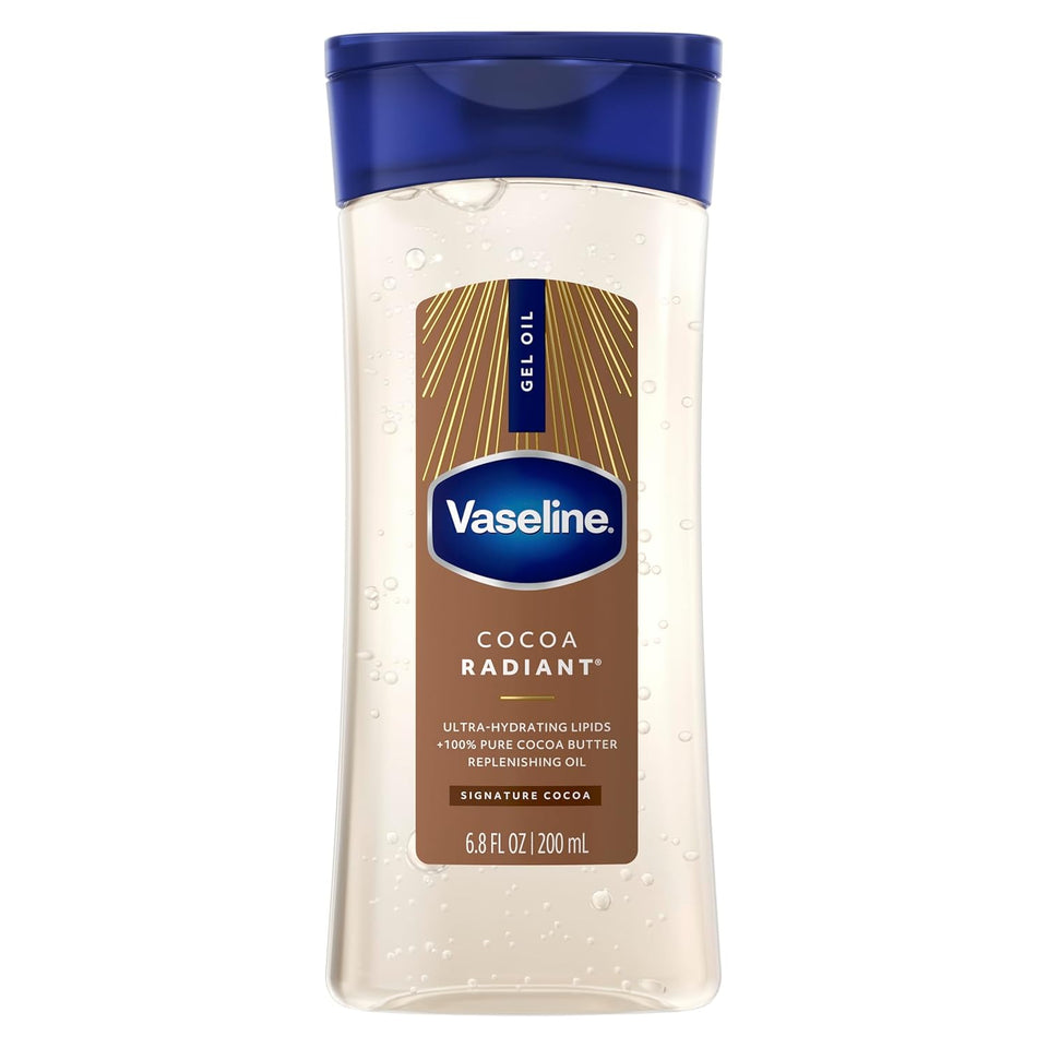 Vaseline Intensive Care Cocoa Radiant for Glowing Skin Body Gel Oil Made with CWre Cocoa Butter + ReCWenishing Oils 6.8 fl oz