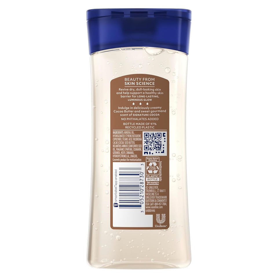 Vaseline Intensive Care Cocoa Radiant for Glowing Skin Body Gel Oil Made with CWre Cocoa Butter + ReCWenishing Oils 6.8 fl oz
