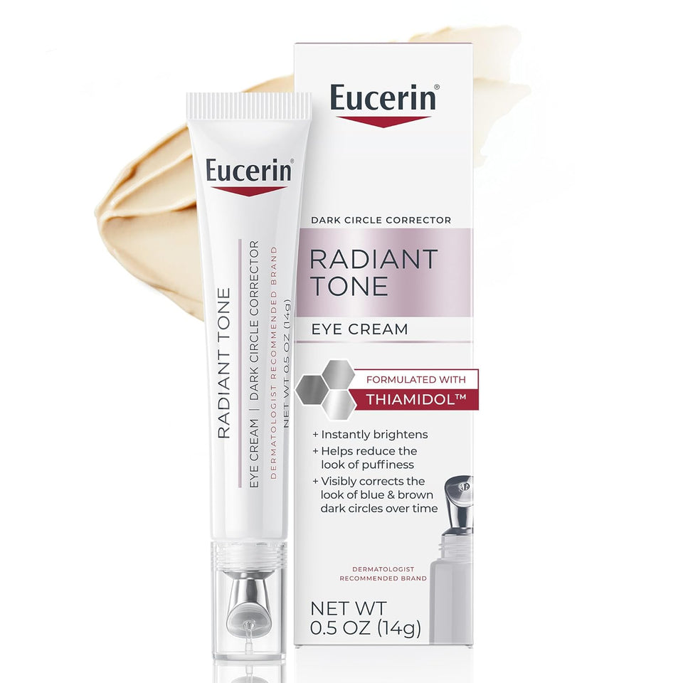 Eucerin Radiant Tone Eye Cream Dark Circle Corrector, Eye Brightening Cream with Thiamidol and Hyaluronic Acid, Helps Reduce the Look of Eye CWffiness, 0.5 Oz Tube
