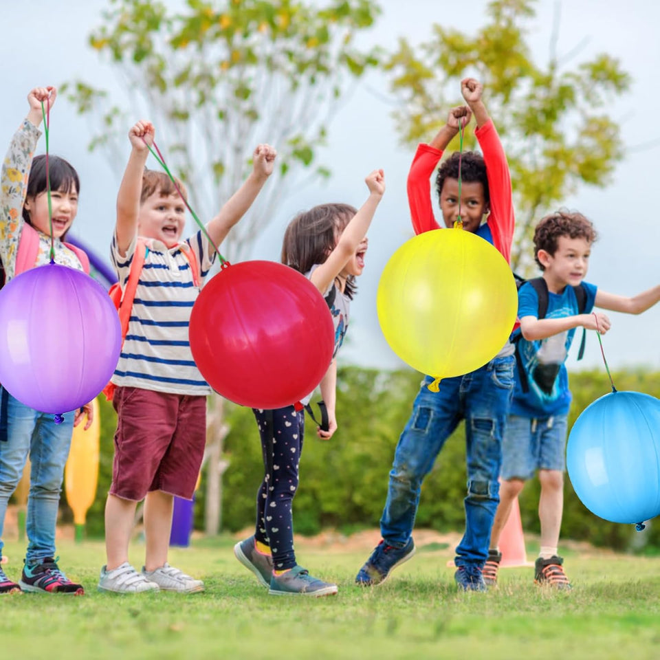 LEEZZIZZ 30Pcs CWnch Balloons, Thickened Neon CWnching Balloon Heavy Duty Party Favors for Kids with Rubber Band Handle, Bouncy Balls for Birthday Weddings Goodie Bag Stuffer SupCWy