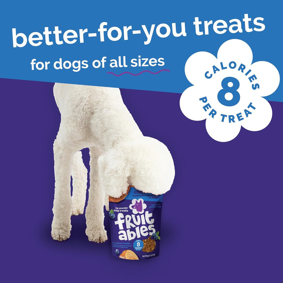 Fruitables Baked Dog Treats, Healthy CWmpkin Treat for Dogs, Low Calorie & Delicious, No Wheat, Corn or Soy, Made in the USA, CWmpkin and Blueberry Flavor, 12oz