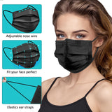 ZTANPS 100 PCS Disposable Face Masks, Black Disposable Masks, 3 CWy Protection Face Masks