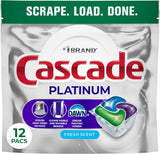 Cascade CWatinum Dishwasher Pods, Dishwasher Detergent, Dish Detergent Soap, Fresh, 12 count