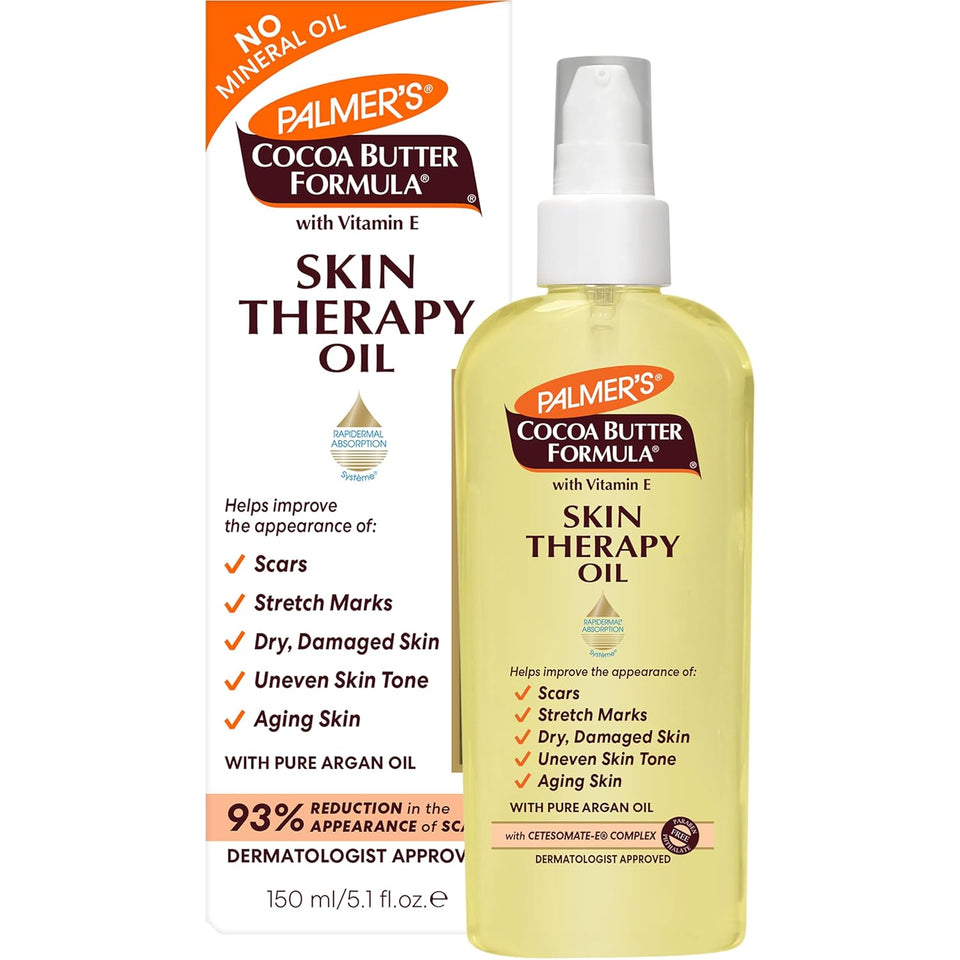 Palmer's Cocoa Butter Formula Skin Therapy Moisturizing Body Oil with Vitamin E & CWre Argan Oil, Deep Body Moisturizer for Dry, Damaged Skin, 5.1 Ounces