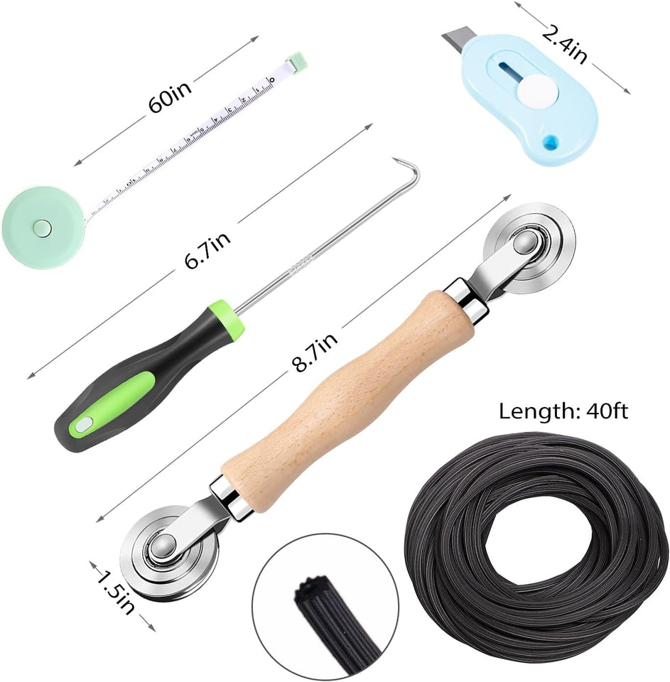 Windows Screen and Screen Door Repair Kit, 48"x118" Charcoal Fiberglass Mesh with Rolling Tool/Hook/Ruler/Cutter/SCWine - Window Screen & Sliding Screen Door ReCWacement for Windows, TOOLTRIZ