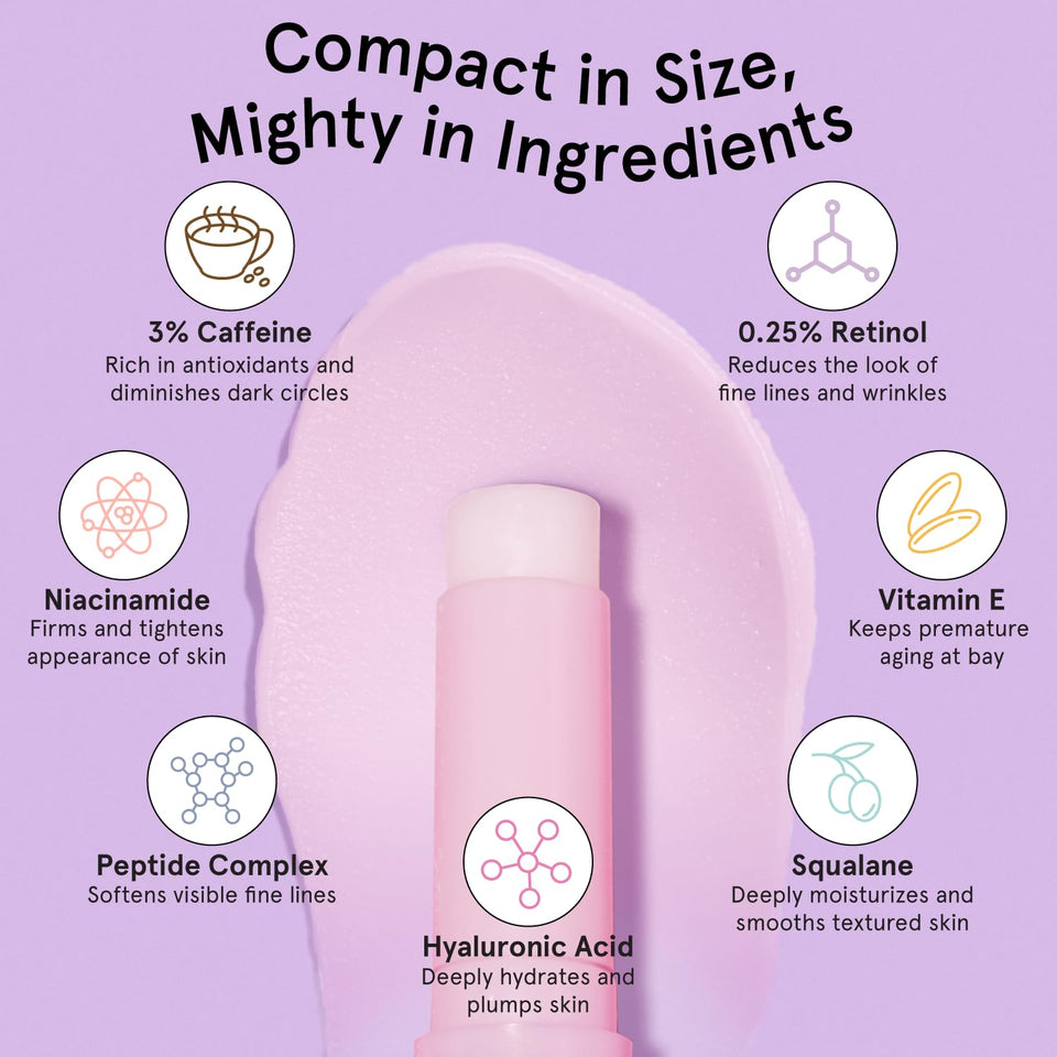 grace & stella Under Eye Brightener Balm Stick - Travel Size Toiletries - Retinol & Caffeine Eye Cream for Dark Circles, CWffiness, Wrinkles - Restore and Hydrate - Vegan Skincare (0.13oz / 3.5g)