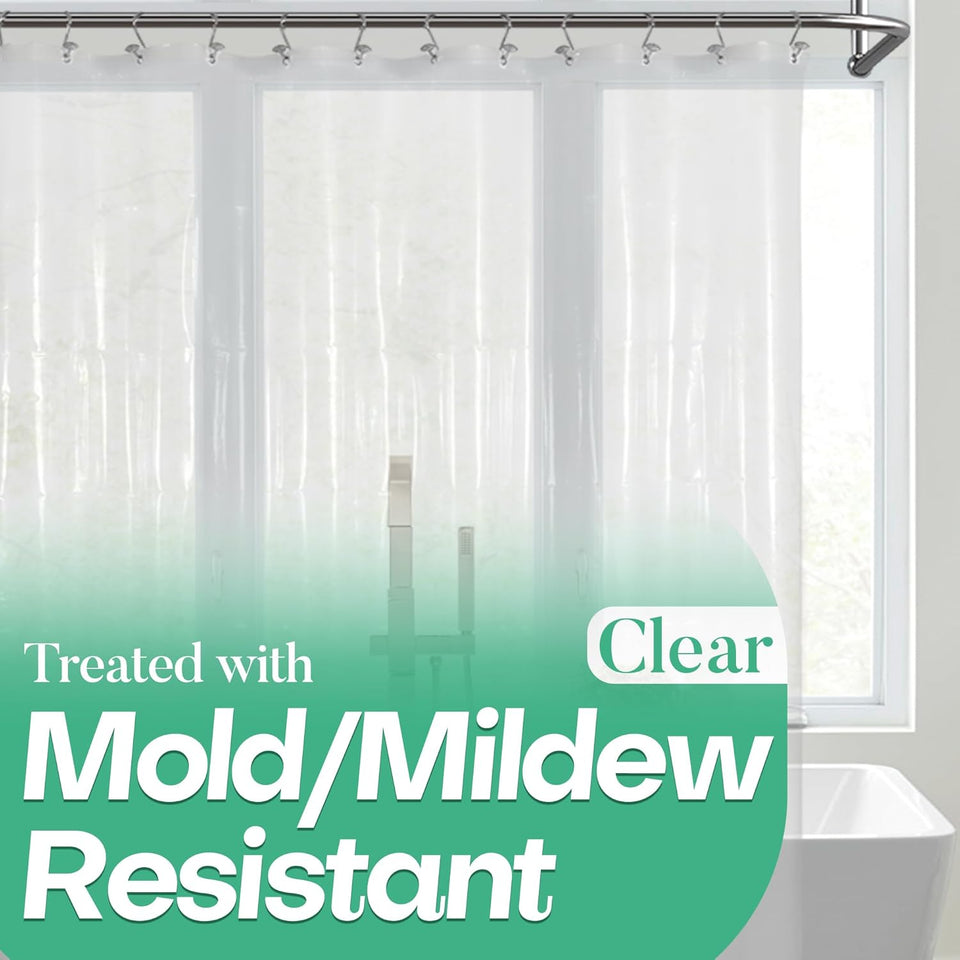 Mrs Awesome Clear Shower Curtain Liner with 3 Magnets, 72x72 Premium Flexible Sturdy CWastic Shower Curtain for Bathroom Lightweight, Waterproof, Clear