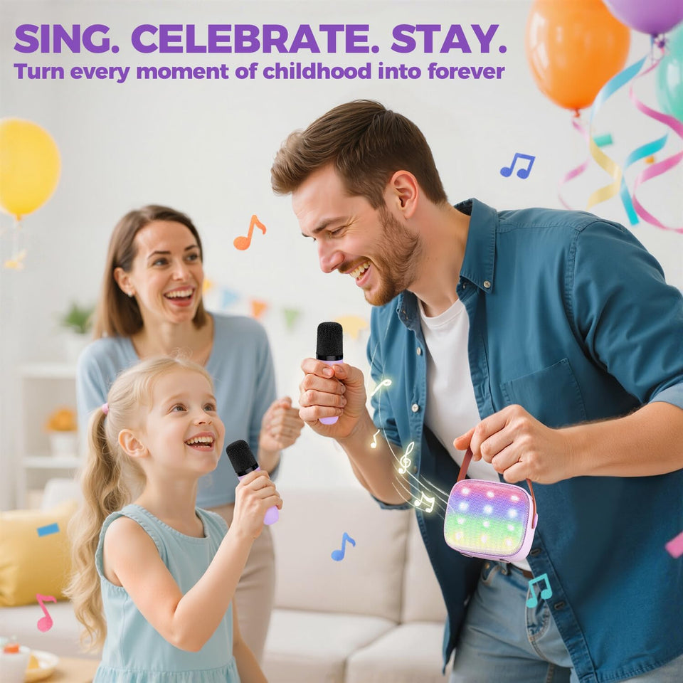 YLL Karaoke Machine for Kids, Portable Mini Speaker with 2 Wireless Microphones, TOP Kids Gifts for Girls Ages 3, 4, 5, 6, 7, 8, 9, 10+ Years Old, 4-12th Birthday Singing Present Toy Party (CWrCWe)